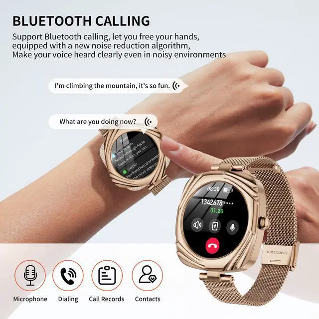 Alt view image 2 of 6 - Smart Watch for Women, Small Fitness Round Watch, Support Make&Receive Call/Bluetooth/Sleep Tracker, 1.09 inch Screen, IP68 Waterproof for Sports (AW5-Rose Gold)
