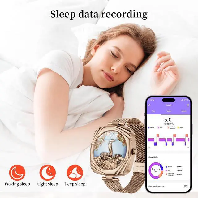 Alt view image 4 of 6 - Smart Watch for Women, Small Fitness Round Watch, Support Make&Receive Call/Bluetooth/Sleep Tracker, 1.09 inch Screen, IP68 Waterproof for Sports (AW5-Rose Gold)