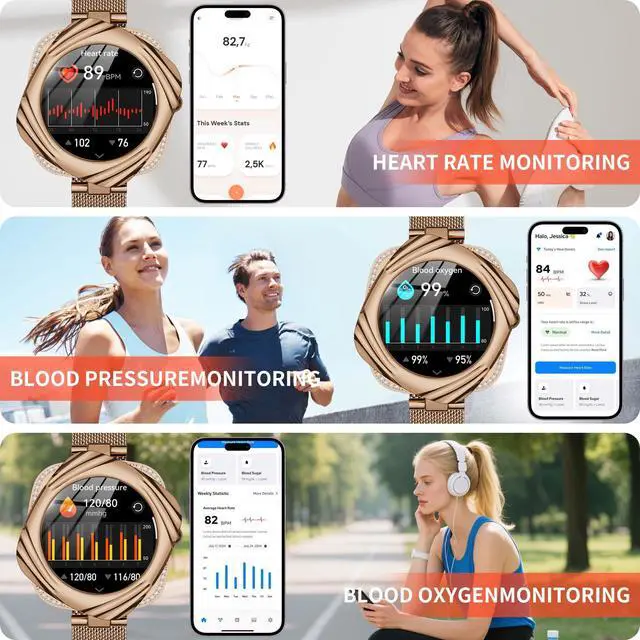 Alt view image 5 of 6 - Smart Watch for Women, Small Fitness Round Watch, Support Make&Receive Call/Bluetooth/Sleep Tracker, 1.09 inch Screen, IP68 Waterproof for Sports (AW5-Rose Gold)