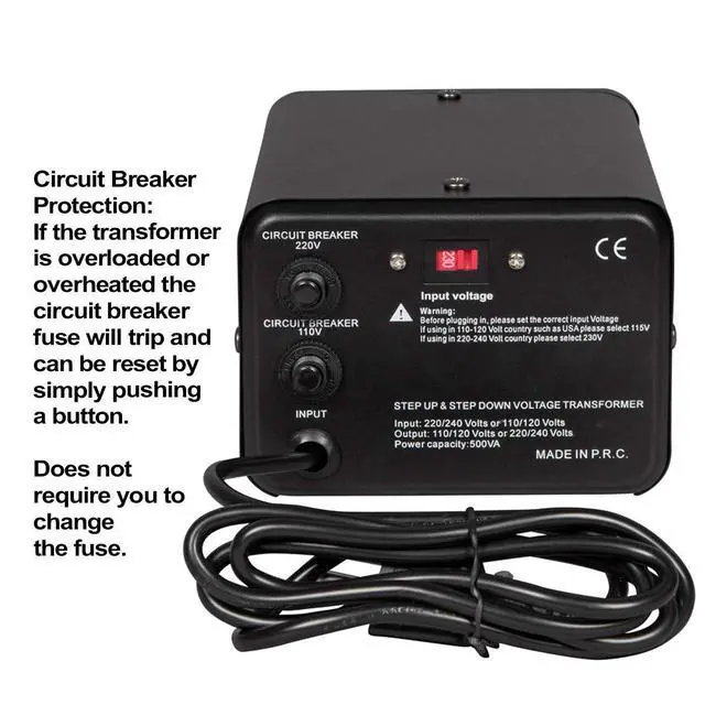 Alt view image 4 of 5 - Dynastar Step Up & Step Down Voltage Converter and Transformer, 110-220 to 220-240 Volts; Heavy Duty, Extra Durable Coil, 5-Year-, 500 Watts