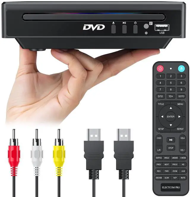 Main image of Mini DVD Player for TV: Small Size Region Free for Use in an RV/Trailer, CD Player for Home Stereo System, Included HDMI and RCA Cable, Supported Smart TV and Projector