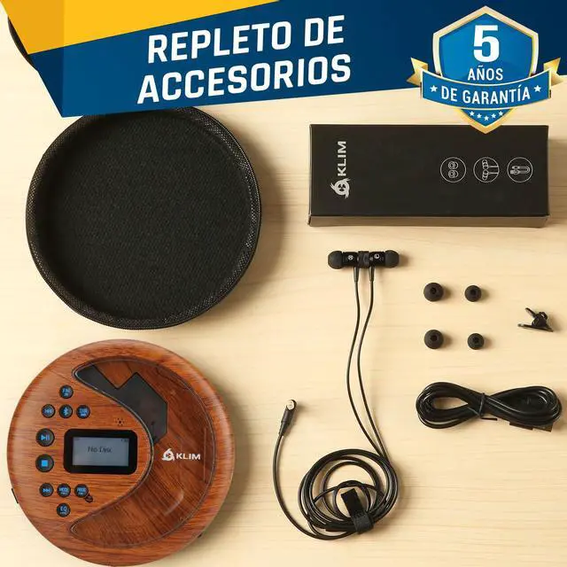 Alt view image 6 of 6 - Discover Wood + Portable CD Player Walkman with Long-Lasting Battery + New + with Headphones + Radio FM + MP3 CD Player Portable + SD Card, FM Transmitter, Bluetooth + Ideal for Cars