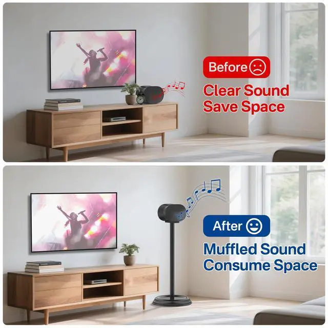 Alt view image 6 of 6 - Heavy-Duty Speaker Stand for Sonos Era 300 Stand Pair with Cable Management - Floor Speaker Stands for Sonos Era 300 Speaker Stand Black for Secure and Easy Mounting