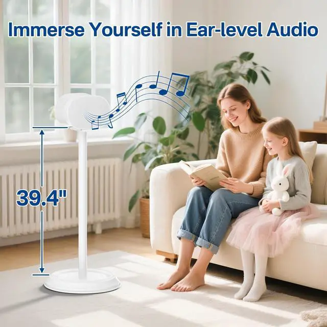 Alt view image 3 of 6 - Heavy-Duty Speaker Stand for Sonos Era 300 Stand with Cable Management Floor Speaker Stands for Sonos Era 300 Speaker Stand for Easy and Secure Mounting-White, 2 Pack