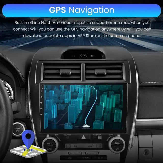 Alt view image 4 of 6 - Android 13 Car Radio Compatible for Toyota Camry 2012 2013 2014, 10 Inch Touch Screen with GPS/FM/WiFi/USB, Support SWC, Wireless CarPlay Android Auto (2G+32GB)