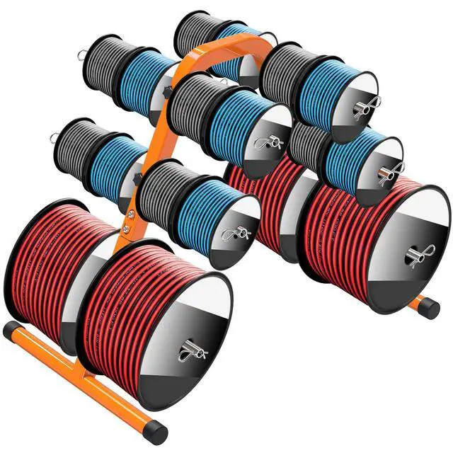 Alt view image 2 of 6 - Portable Wire Spool Rack - Heavy-Duty Steel Cable Dispenser with 6 Adjustable Rods, Spool Rack Holder for Efficient Storage & Dispensing, 8" Max Capacity