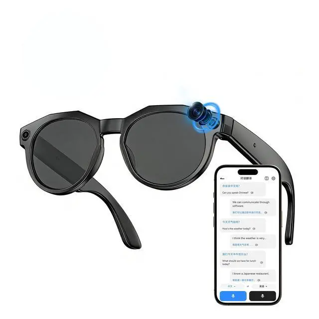 Main image of AI Smart Glasses with 8MP Camera, AI Translation & Voice Assistant, GPT Object Recognition,Bluetooth Audio & Call, WiFi PhotoTransfer IP65 Waterproof 290mAh Long Battery for Travel Sports Outdoor