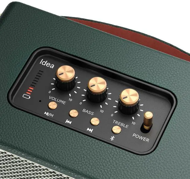 Alt view image 2 of 6 - Vintage Home Decor Wireless Bluetooth Wooden Carrying Portable Speaker Deep Bass with Fabric Grill Leather Strap Handle-Green