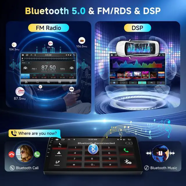 Alt view image 5 of 6 - 6G+128G 8-Core Android Car Stereo Double Din 10.1 inch Wireless Carplay IPS Touchscreen Car Radio Android Auto Screen with GPS Navi Bluetooth DSP, Mirror Link, WiFi, FM RDS, Backup Camera SWC