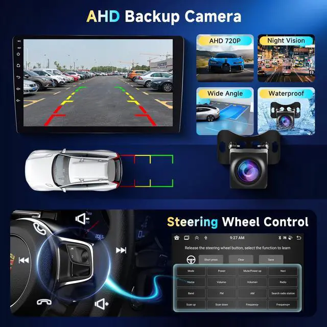 Alt view image 6 of 6 - 6G+128G 8-Core Android Car Stereo Double Din 10.1 inch Wireless Carplay IPS Touchscreen Car Radio Android Auto Screen with GPS Navi Bluetooth DSP, Mirror Link, WiFi, FM RDS, Backup Camera SWC