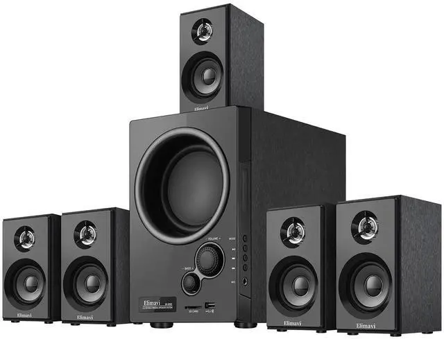 Main image of 5.1 Surround Sound System with 5.5'' Subwoofer Stereo System for Home with 2.5'' Midrange Home Theater Speakers, Home Speaker System with 3.5-RCA/USB/Wireless/AUX Audio Inputs