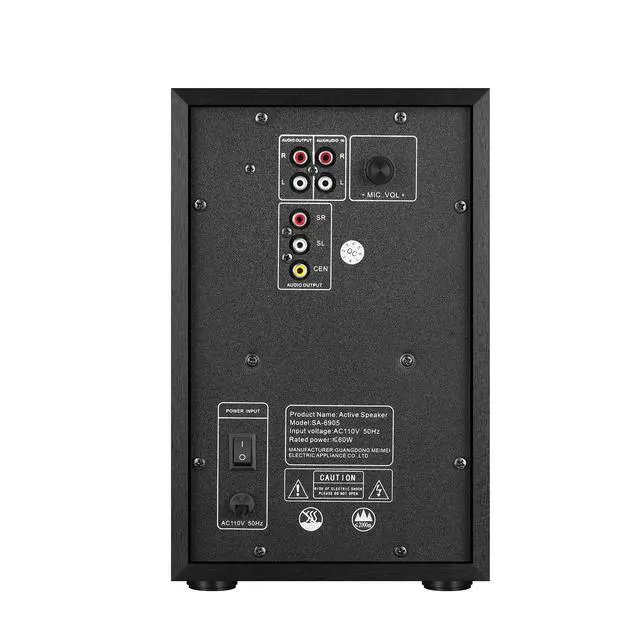 Alt view image 6 of 6 - 5.1 Surround Sound System with 5.5'' Subwoofer Stereo System for Home with 2.5'' Midrange Home Theater Speakers, Home Speaker System with 3.5-RCA/USB/Wireless/AUX Audio Inputs