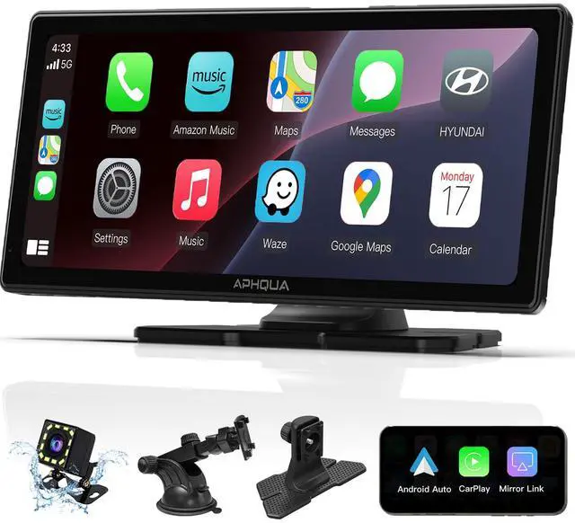 Main image of 10.26''Portale Wireless Apple CarPlay Screen for Car, Touch Screen Car Stereo with Android Auto,1080P Backup Camera, Mirror Link, 4 Audio Output, Multimedia Receiver,Navigation