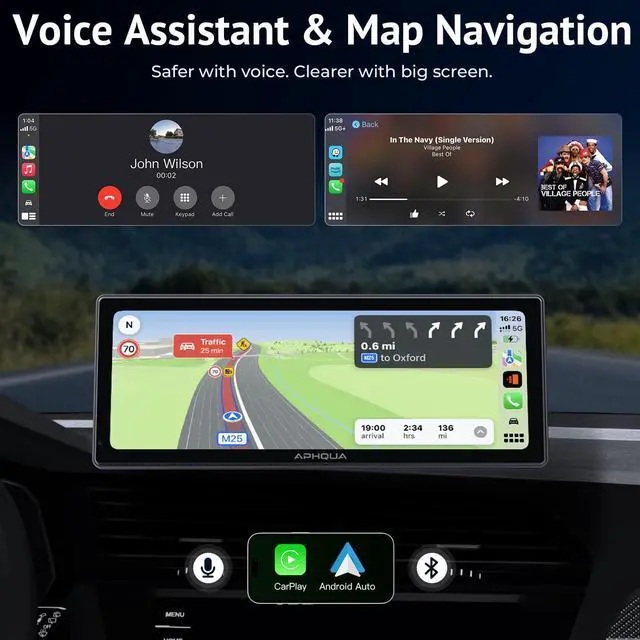Alt view image 5 of 6 - 10.26''Portale Wireless Apple CarPlay Screen for Car, Touch Screen Car Stereo with Android Auto,1080P Backup Camera, Mirror Link, 4 Audio Output, Multimedia Receiver,Navigation