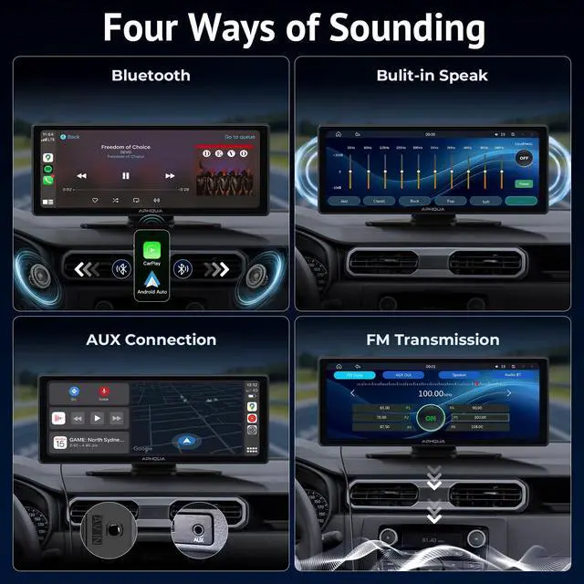 Alt view image 6 of 6 - 10.26''Portale Wireless Apple CarPlay Screen for Car, Touch Screen Car Stereo with Android Auto,1080P Backup Camera, Mirror Link, 4 Audio Output, Multimedia Receiver,Navigation