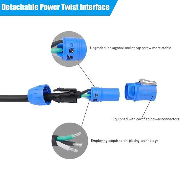 Alt view image 5 of 6 - Toronce Profeesional Hand-Built 14 AWG Male NEMA5-15P to SACFCA PowerCon Cable (25Feet)