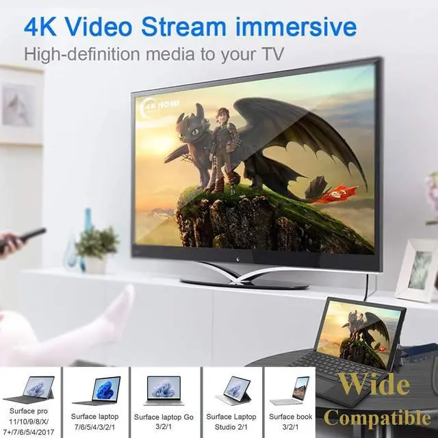 Alt view image 4 of 6 - Surface Pro Docking Station Dual Monitor 4K@60Hz HDMI+VGA, 11 in 1 Surface Dock 2 USB C Travel Surface Docking for MS Surface Pro 12/11/10/9/X/8/7/6/5/4/3,Surface Laptop 7-1, Surface Go/Book