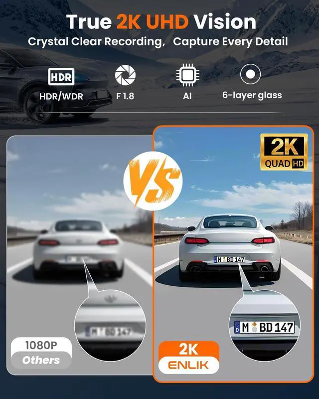 Alt view image 3 of 6 - Dash Cam Front and Rear 360 Dashcam 4 Channel Car Camera Dash Camera for Cars, QHD 2K+1080P*3 Camara with 128GB Card, 5G WiFi &APP Control, Night Vision/G-Sensor, 168°Wide Angle, Parking Mode