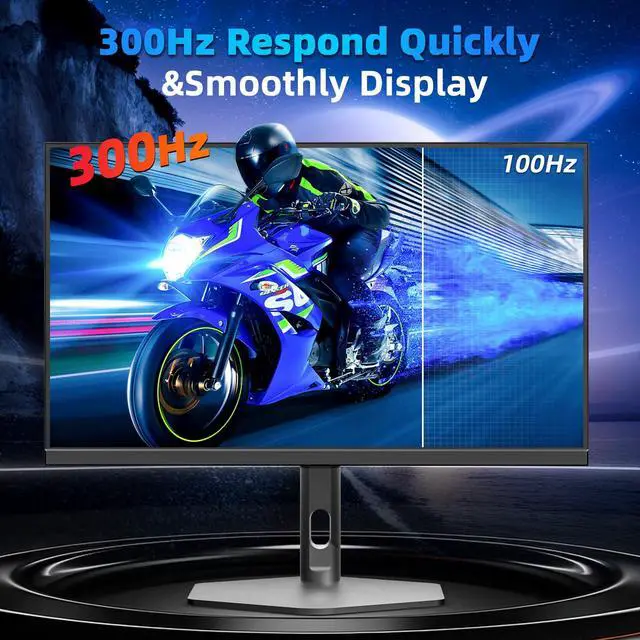 Alt view image 2 of 6 - 27 inch Gaming Monitor 300Hz, QHD 1440P, 0.8ms Frameless, Ultra Slim Computer Monitor, Height/Pivot/Swivel/Tilt Adjustable Vertical Monitor, Support FreeSync, VESA, DP*2, HDMI*2