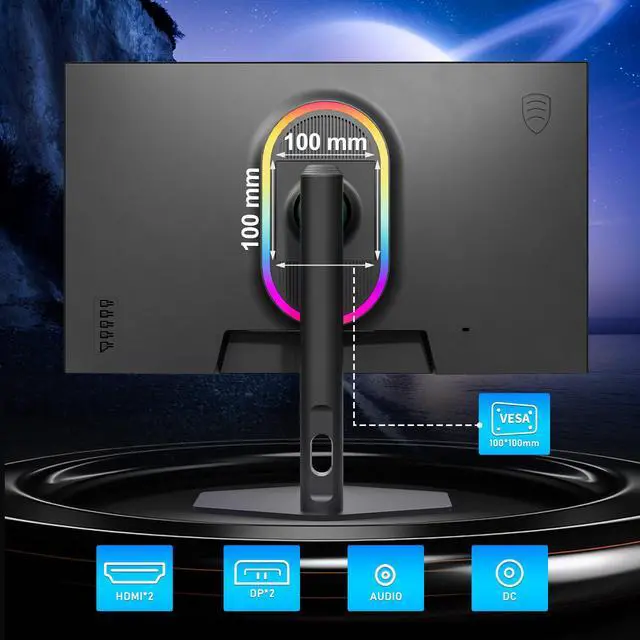 Alt view image 6 of 6 - 27 inch Gaming Monitor 300Hz, QHD 1440P, 0.8ms Frameless, Ultra Slim Computer Monitor, Height/Pivot/Swivel/Tilt Adjustable Vertical Monitor, Support FreeSync, VESA, DP*2, HDMI*2