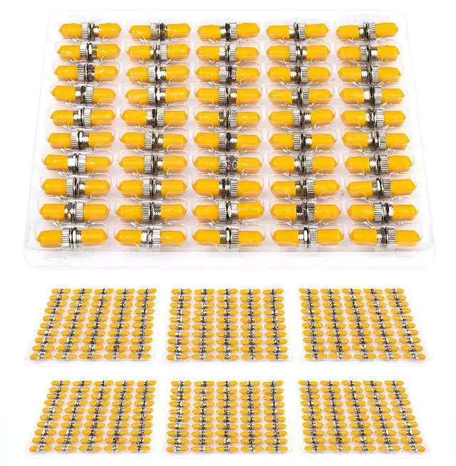 Main image of 300 Packs ST Fiber Optical Couplers Adapter Cable Barrel Connector ST to ST Bulkhead Fiber Coupler Singlemode, Yellow Cap