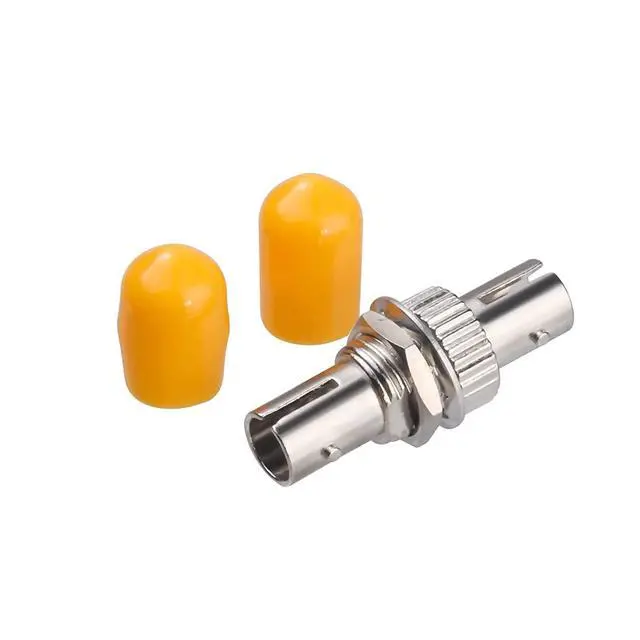 Alt view image 3 of 6 - 300 Packs ST Fiber Optical Couplers Adapter Cable Barrel Connector ST to ST Bulkhead Fiber Coupler Singlemode, Yellow Cap