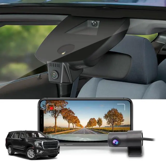 Main image of Front 4K+Rear 1080P Dash Cam for 2021-2024 GMC Yukon Denali AT4 XL SLE SLT (HD2-4925, with Auto-Dimming), OEM Style, Dual HD Video, Loop Recording, WiFi&APP, G-Sensor, Easy to Use, 128GB Card