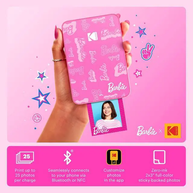 Alt view image 2 of 6 - x Barbie Step Slim Wireless Instant Portable Photo Mobile Printer Barbie Starter Bundle (Signature Style)+ Barbie Deluxe Camera Case + Zink Paper (20 Sheets)