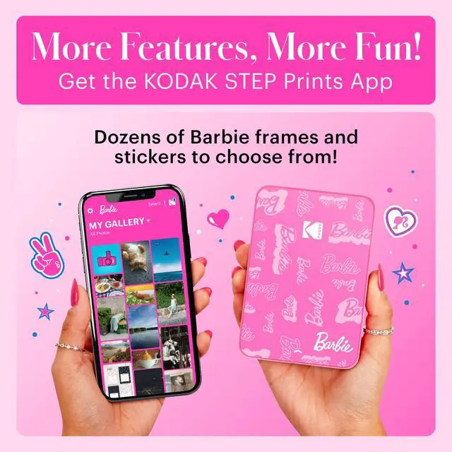 Alt view image 3 of 6 - x Barbie Step Slim Wireless Instant Portable Photo Mobile Printer Barbie Starter Bundle (Signature Style)+ Barbie Deluxe Camera Case + Zink Paper (20 Sheets)