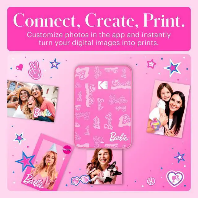 Alt view image 4 of 6 - x Barbie Step Slim Wireless Instant Portable Photo Mobile Printer Barbie Starter Bundle (Signature Style)+ Barbie Deluxe Camera Case + Zink Paper (20 Sheets)