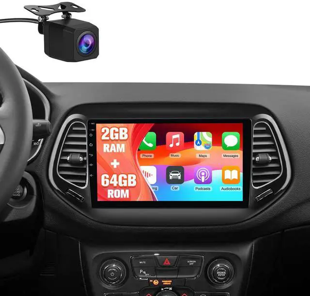 Main image of Android 13 Car Stereo for Jeep Compass 2017 2018 2019 2020, 10" Touchscreen Radio for Jeep Compass with Wireless CarPlay&Android Auto, GPS Navigation WiFi AM FM - 2GB+64GB