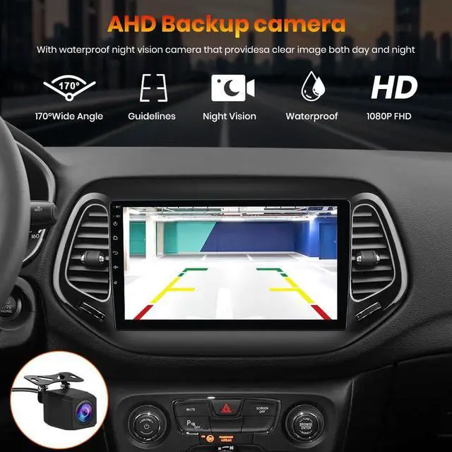 Alt view image 5 of 6 - Android 13 Car Stereo for Jeep Compass 2017 2018 2019 2020, 10" Touchscreen Radio for Jeep Compass with Wireless CarPlay&Android Auto, GPS Navigation WiFi AM FM - 2GB+64GB