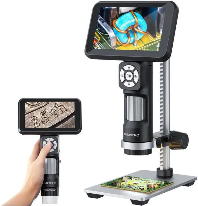 Main image of 4K HDMI Digital Microscope for Coins, 3840P UHD Video, 4K Soldering Microscope Camera 1200X with 5" Screen, Handheld Coin Magnifier for Adults, 8 LED Lights, 7.3" Metal Stand, PC View, 32G, LM115-4K
