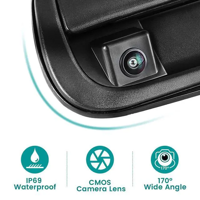 Alt view image 4 of 6 - Tailgate Handle Backup Camera for Toyota Tundra 2000-2006 Reversing Camera Tailgate Liftgate Latch Handle Rear View Reverse Camera RCA Connector with Keyhole |Replaces# 69090-0C010 69090-0C030-C0