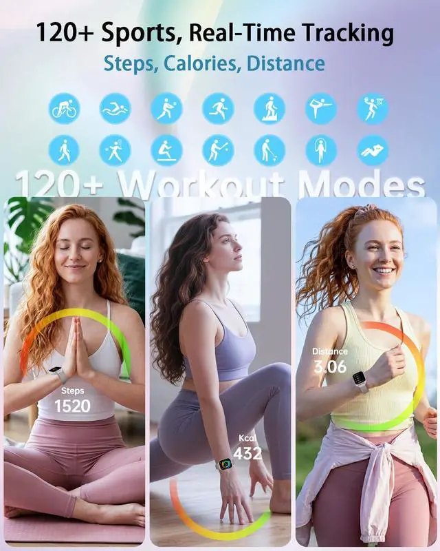 Alt view image 3 of 6 - Smart Watches for Women,1000mAh Battery Answer/Make Call,1.85 Fitness Watch with Heart Rate/SpO2/Sleep Monitor/Health Cycle/Activity Tracker/120+ Sport for Android/iOS Compatible(4 Straps,Silver)