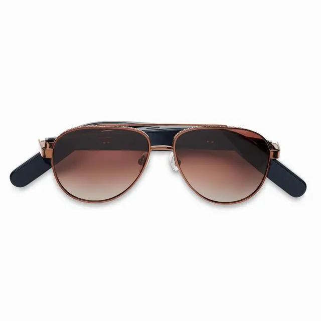 Alt view image 2 of 6 - Lucyd Admiral Smart Sunglasses for Men & Women - Wireless Smart Glasses with Open Ear Speakers and Microphone, Polarized UV400 Lenses - Brown Gradient (Wide)