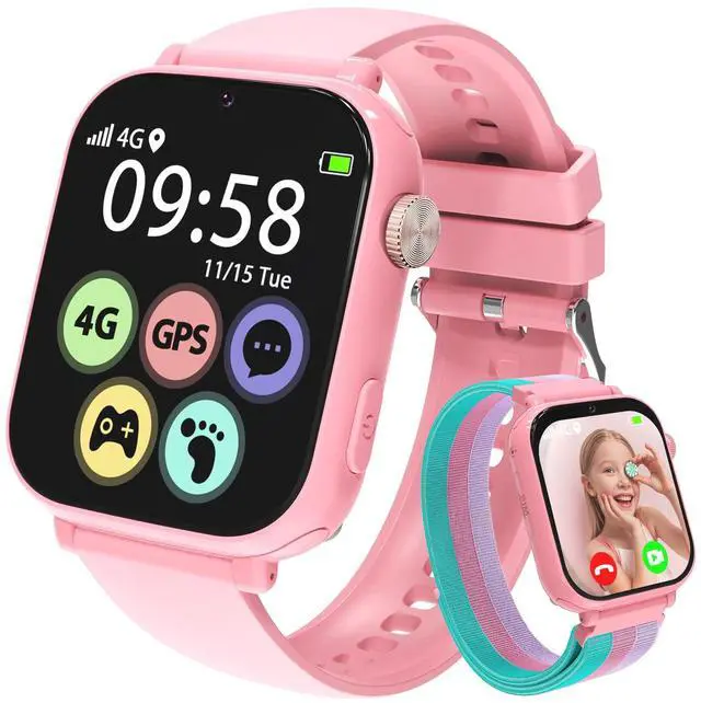 Main image of Smart Watch for kids-4g GPS Kid Phone Watch with Call and Text Game Camera Pedometer Alarm Clock-Kids Watches for Girls Boys 4-12 Age Gifts Pink