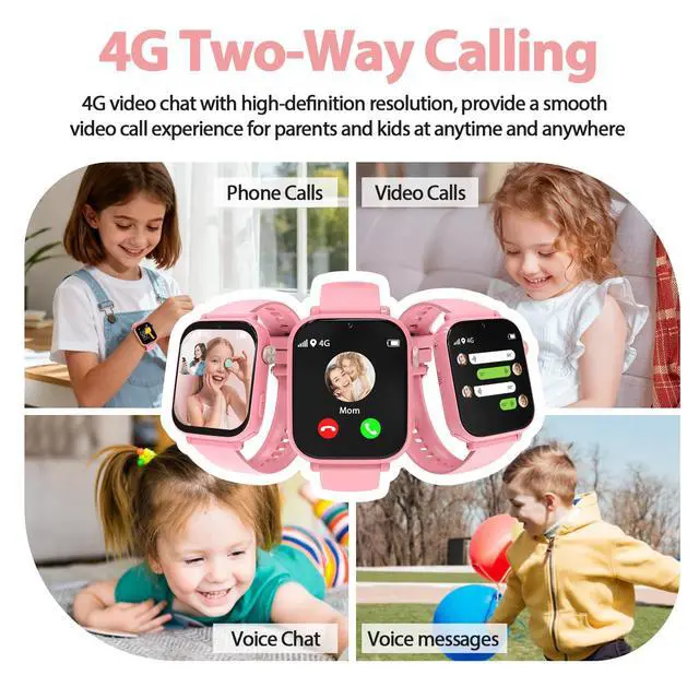Alt view image 2 of 6 - Smart Watch for kids-4g GPS Kid Phone Watch with Call and Text Game Camera Pedometer Alarm Clock-Kids Watches for Girls Boys 4-12 Age Gifts Pink
