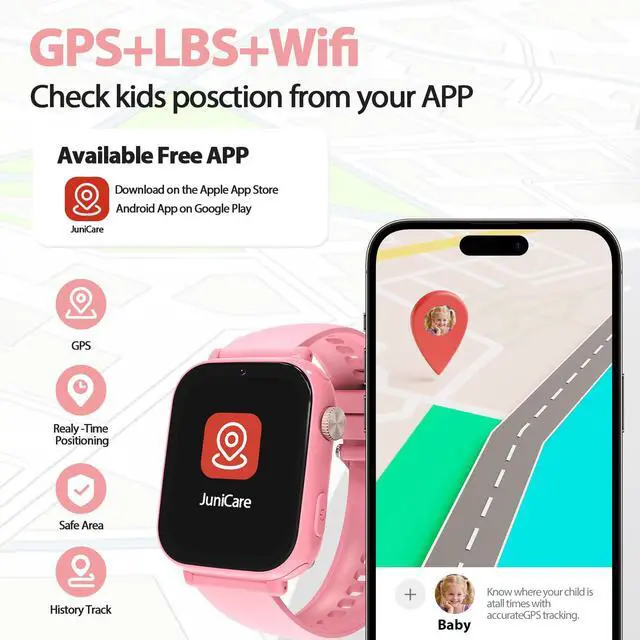 Alt view image 3 of 6 - Smart Watch for kids-4g GPS Kid Phone Watch with Call and Text Game Camera Pedometer Alarm Clock-Kids Watches for Girls Boys 4-12 Age Gifts Pink