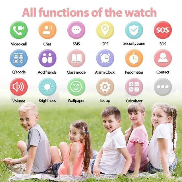 Alt view image 6 of 6 - Smart Watch for kids-4g GPS Kid Phone Watch with Call and Text Game Camera Pedometer Alarm Clock-Kids Watches for Girls Boys 4-12 Age Gifts Pink