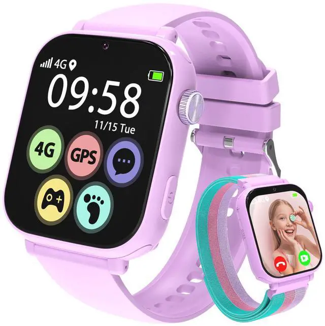 Main image of Smart Watch for kids-4g GPS Kids Phone Watch with Call and Text Game Camera Pedometer Alarm Clock-Watches for Girls Boys 4-12 Age Gifts Purple