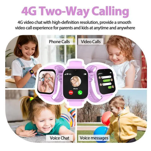 Alt view image 2 of 6 - Smart Watch for kids-4g GPS Kids Phone Watch with Call and Text Game Camera Pedometer Alarm Clock-Watches for Girls Boys 4-12 Age Gifts Purple