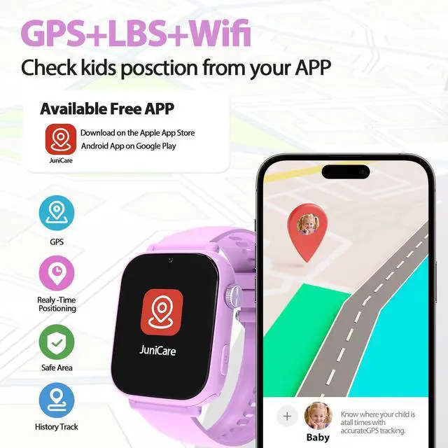 Alt view image 3 of 6 - Smart Watch for kids-4g GPS Kids Phone Watch with Call and Text Game Camera Pedometer Alarm Clock-Watches for Girls Boys 4-12 Age Gifts Purple