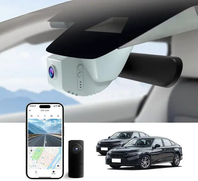 Main image of Dual Channel 4K & Rear 1080P Dash cam for Honda Civic(Grey), 22-26 Type R Sport LX EX Touring,Easy Installation,OEM-Style,Collision Detection,Loop Recording,WiFi & App,128G Card