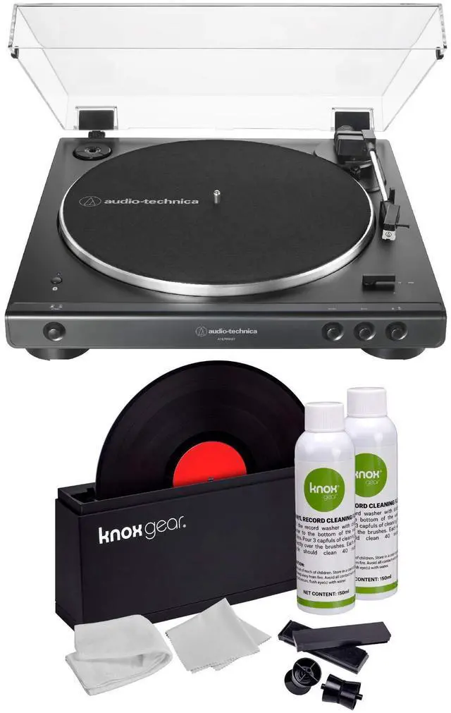 Main image of AT-LP60X Bluetooth Fully Automatic Belt-Drive Turntable (Black) with Vinyl Record Cleaning Kit