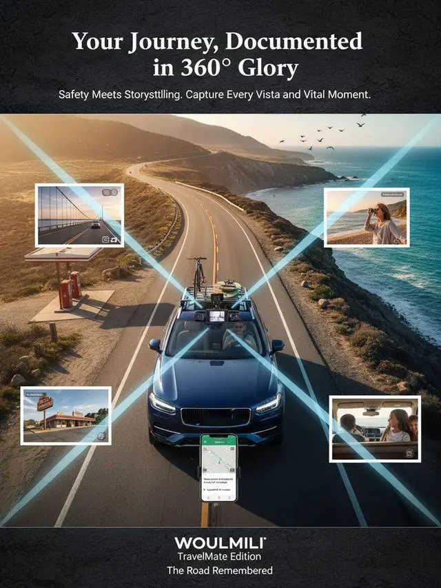 Alt view image 4 of 6 - Full View Car Dashcam Wireless System 360 Car DVR WiFi 4 Channel Dash Cam Video Recorder Camera for Cars, Front and Rear Inside with Infrared Lamps Night Vision (32G)