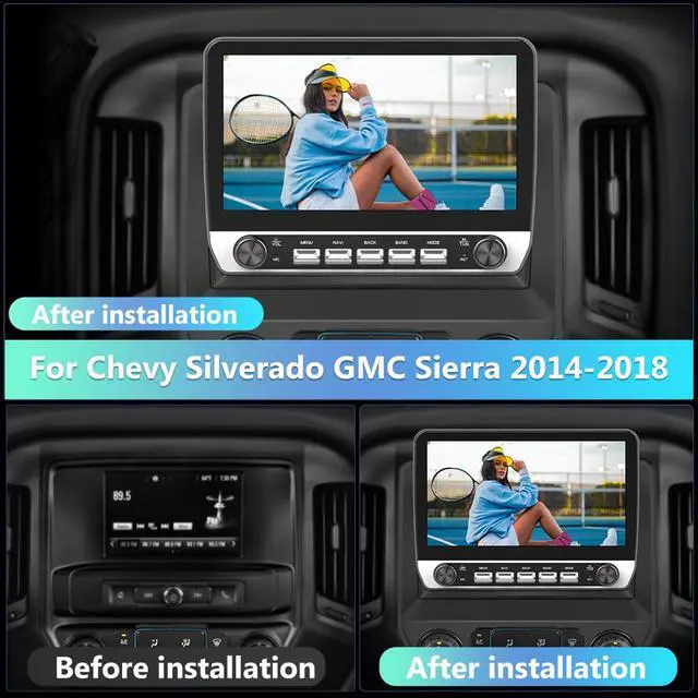 Alt view image 2 of 6 - 10'' 2GB+64GB Car Radio Stereo for Chevy Silverado/GMC Sierra 2014-2018 with Buttons & Knobs, Android 13 with CarPlay Android Auto Bluetooth GPS FM Support Backup Camera