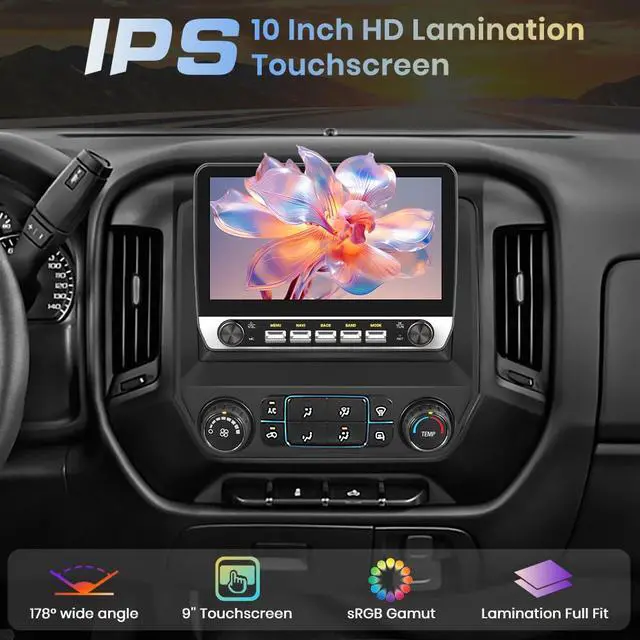 Alt view image 4 of 6 - 10'' 2GB+64GB Car Radio Stereo for Chevy Silverado/GMC Sierra 2014-2018 with Buttons & Knobs, Android 13 with CarPlay Android Auto Bluetooth GPS FM Support Backup Camera