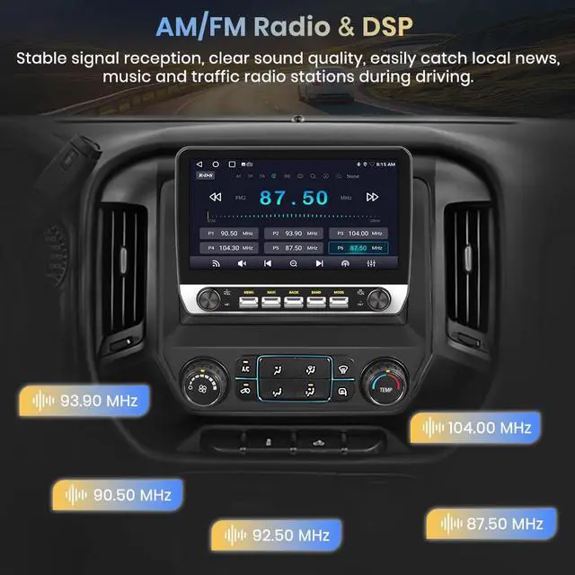 Alt view image 5 of 6 - 10'' 2GB+64GB Car Radio Stereo for Chevy Silverado/GMC Sierra 2014-2018 with Buttons & Knobs, Android 13 with CarPlay Android Auto Bluetooth GPS FM Support Backup Camera