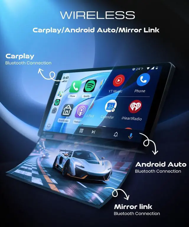 Alt view image 2 of 6 - 4G+128G Car Radio for Ford F150 2009 2010 2011 2012 with Wireless CarPlay Android Auto, 9 Inch Touchscreen Android Car Stereo with GPS Navi WiFi Mirror Link SWC Bluetooth AM/FM/RDS EQ Backup Camera